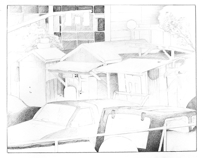 4th street | 2013 | 22x30 inches | Graphite on paper | Available