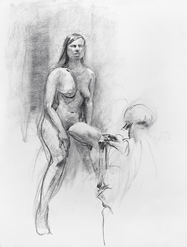 Devotion | 2019 | 24 x 18 inches | Charcoal on paper | Available