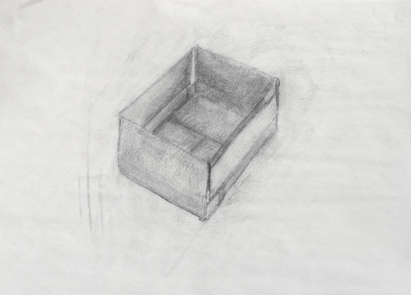 Dildo box | 2019 | 18 x 24 inches | Charcoal on newsprint | Available
