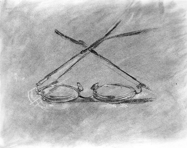 Glasses | 2013 | 11x14 inches | Charcoal on bristol paper | Available