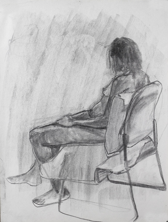 Reader | 2015 | 24x18 inches | Charcoal on newsprint | Available