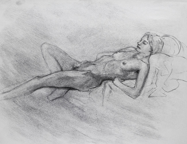Recliner | 2015 | 18x24 inches | Charcoal on newsprint | Available