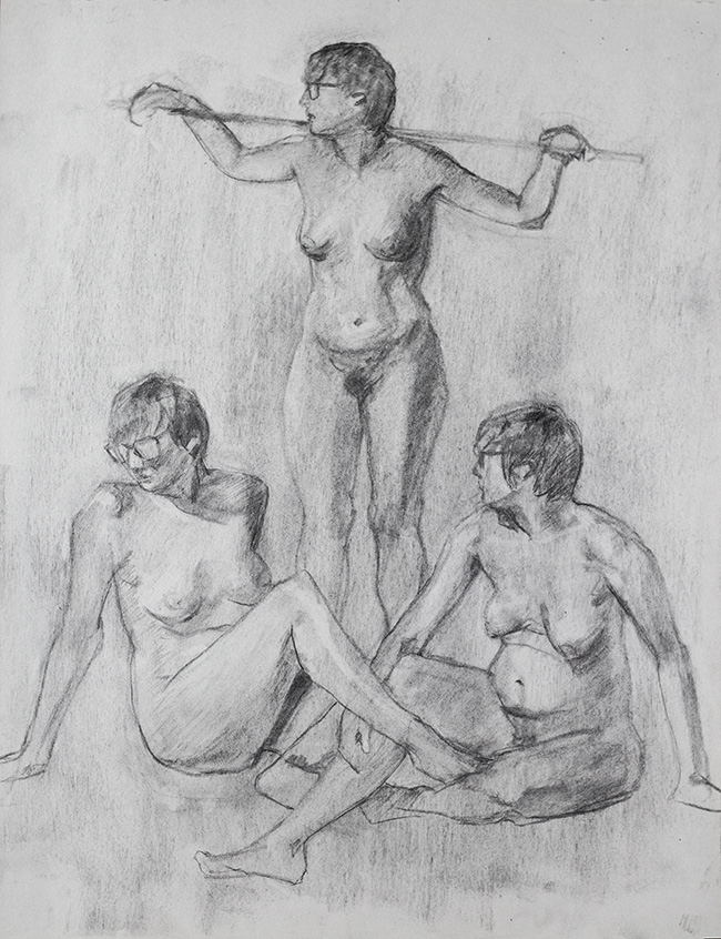 Three | 2015 | 24x18 inches | Charcoal on newsprint | Available